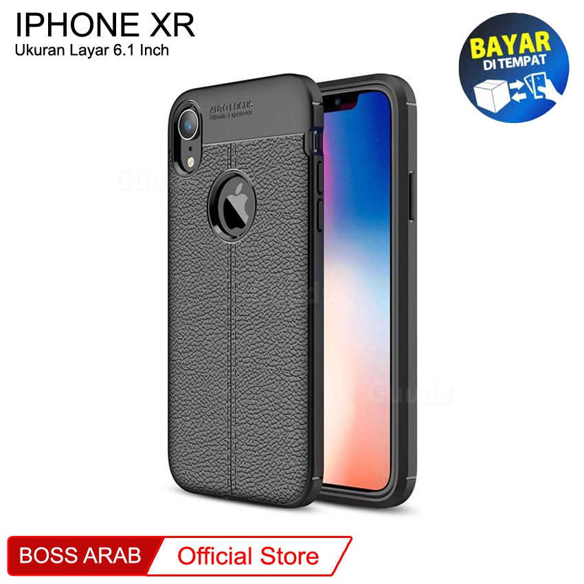 Case Auto Fokus iPhone XR (6.1") | Leather Soft Case Premium - Hitam