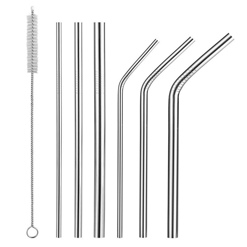 XOQ - Sedotan Stainless Steel Sedotan Besi Lurus Bengkok / Reusable Stainless Straw / Sedotan Stainless Steel