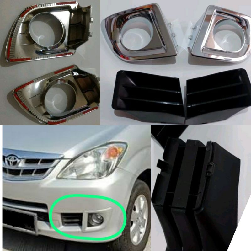 Paket Ring foglamp Garnish Fog Lamp Chrome Kisi-Kisi Kisi Kisi hitam Avanza New VVTI Type G 2008 200