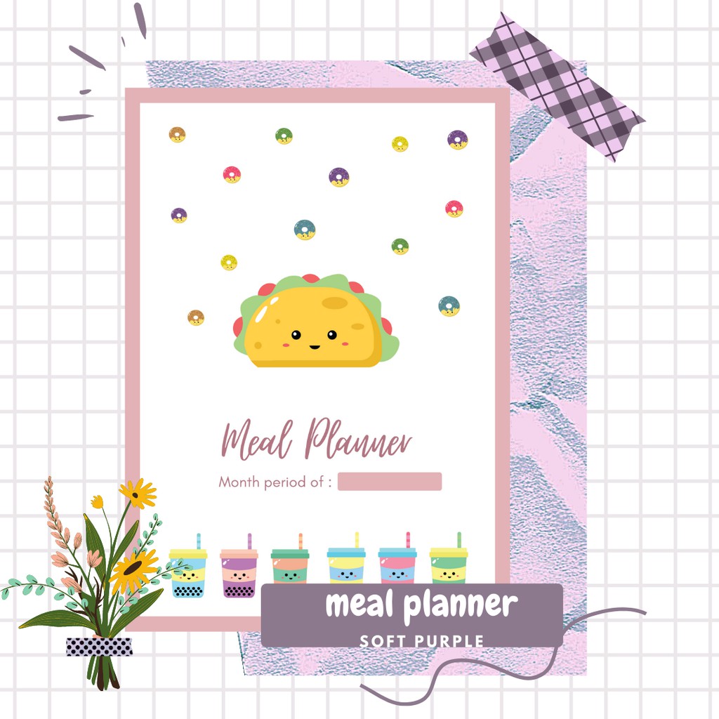 

A5 Meal Planner Simple set 1 Bulan Insert Binder Aesthetic Passionerie