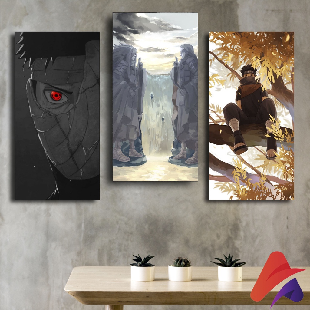 HIASAN DINDING ANIME (15X30) NARUTO OBITO ITACHI MADARA PAJANGAN KAYU KAMAR DEKORASI DINDING RUMAH KAMAR