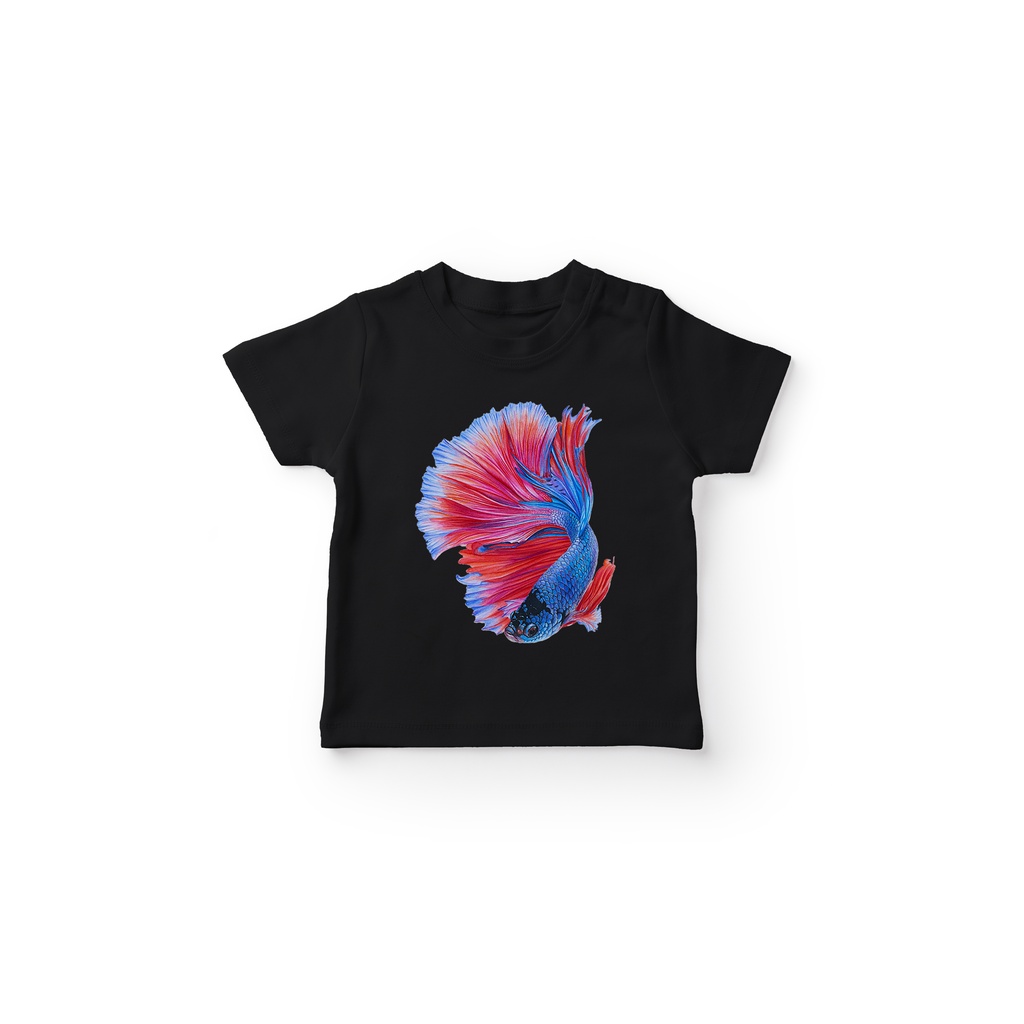 GKAHGAP2043 Kaos Anak Branded Motif Ikan Cupang Halfmoon Tiga Warna Full Print Anak Lengan Pendek Ba