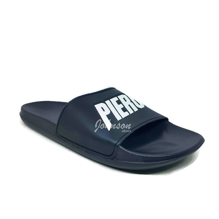 [ Johnson Shoes ] Sendal / Sandal Slop Casual Pria PIERO - PUNA SLOOP SANDALS Black White ORIGINAL