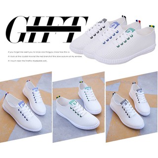  Sepatu  Slip On Wanita Model Lace Up Hollow  Breathable Sol 