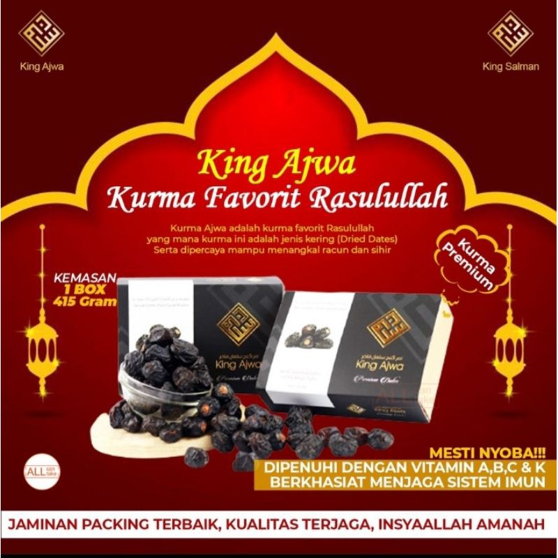 

Kurma King Ajwa Original/Kurma Madinah King Ajwa/Kurma Premium/Kurma Anti Sihir dan Racun/Kurma VIP