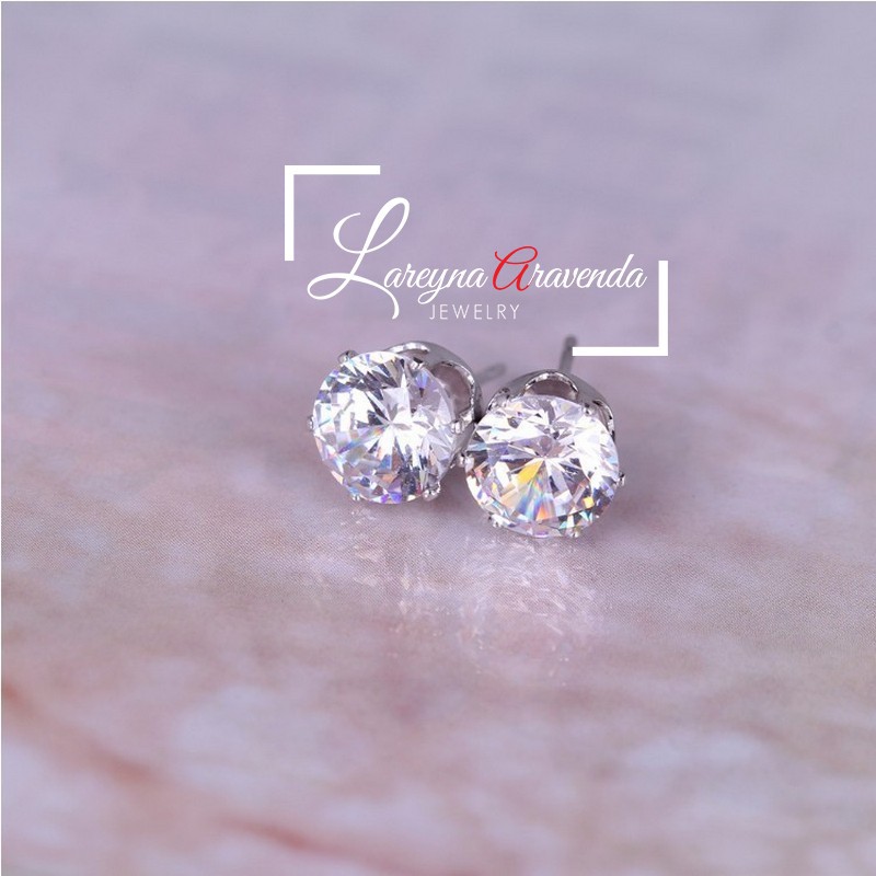 Anting Wanita Titanium Asli Crystal Kristal Zircon AAA ET001