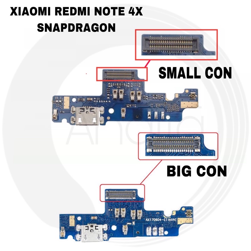 FLEXIBLE KONEKTOR XIAOMI REDMI NOTE 4X SNAPDRAGON CAS CHARGER + MIC / SOCKET SMALL BIG CON / SOCKET KECIL BESAR / FLEX CON TC PLUG IN BOARD PAPAN PCB CONNECTOR