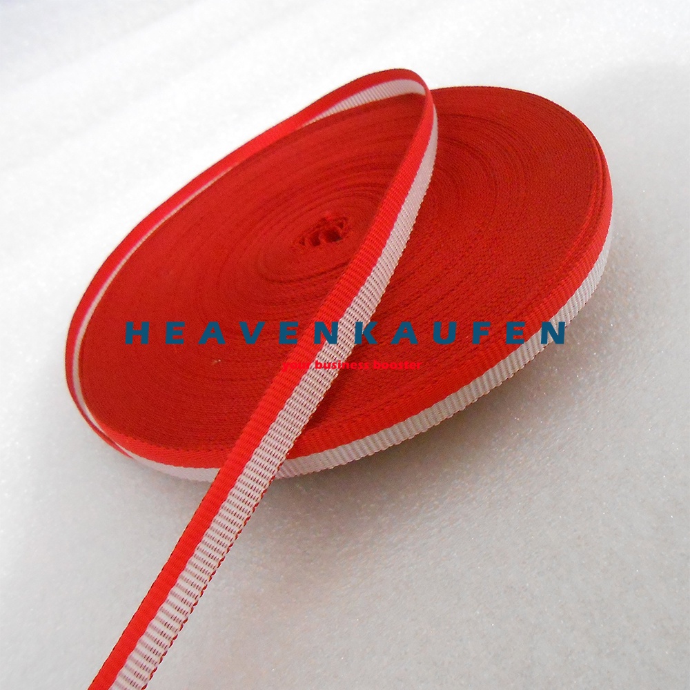 Webbing Lanyard Lebar 1 cm Warna Merah - Silver Untuk Tali Lanyard DIY Craft Dll Meteran