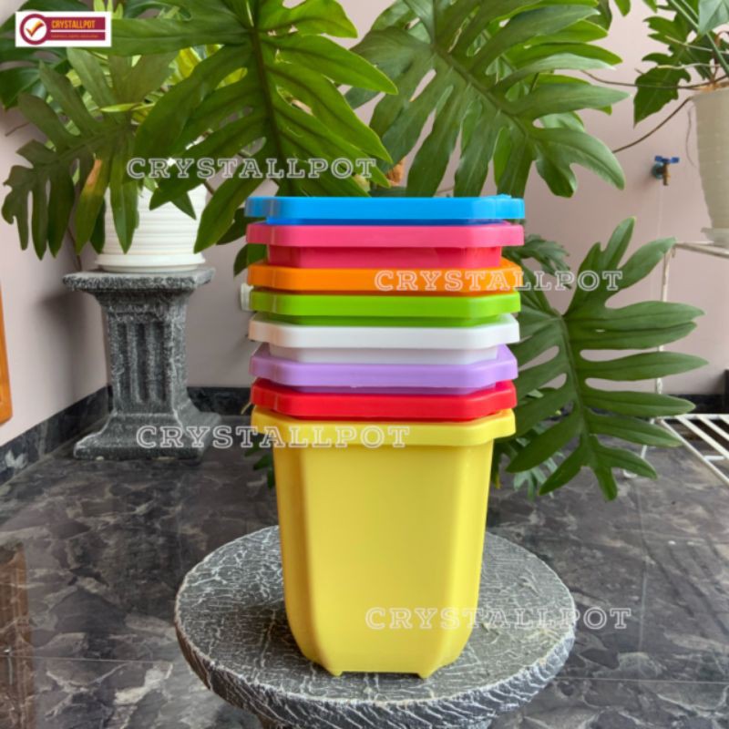 Pot bunga kotak warna warni(diameter 16.5cm) NKT TERA