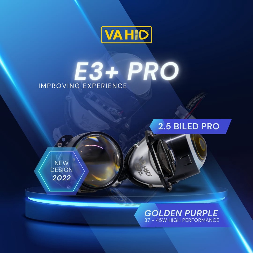 Projie Proji Projector Biled Vahid E3+ Pro 2,5 inch Bluelens 36W Original Vahid bukan wst vinyx p2