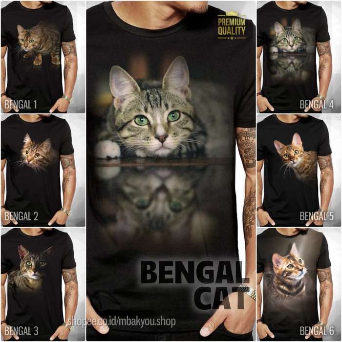 Kaos KUCING BENGAL Cat Tshirt Lucu Keren Baju Gambar Kucing Dewasa dan Anak Distro Cat Lovers