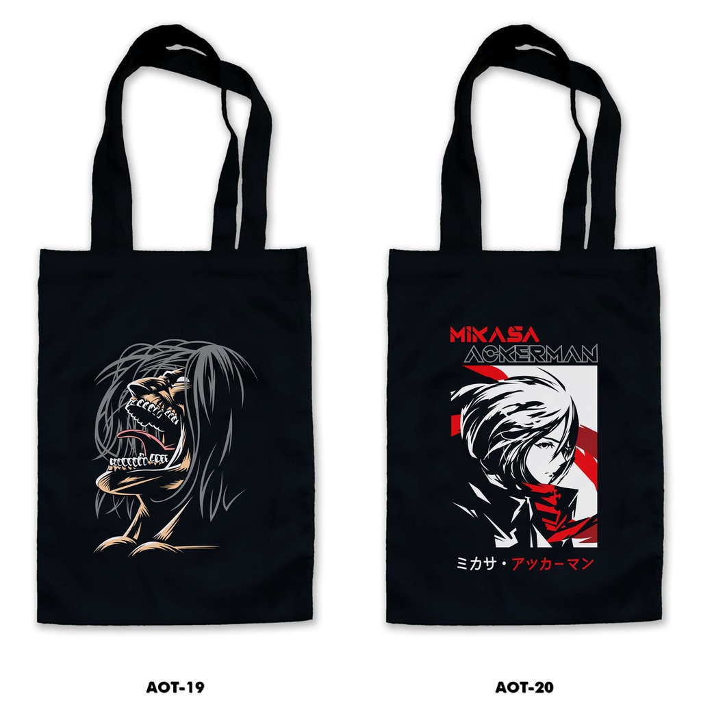 TOTE BAG HITAM - ATTACK ON TITAN /ANIME /MANGA 1