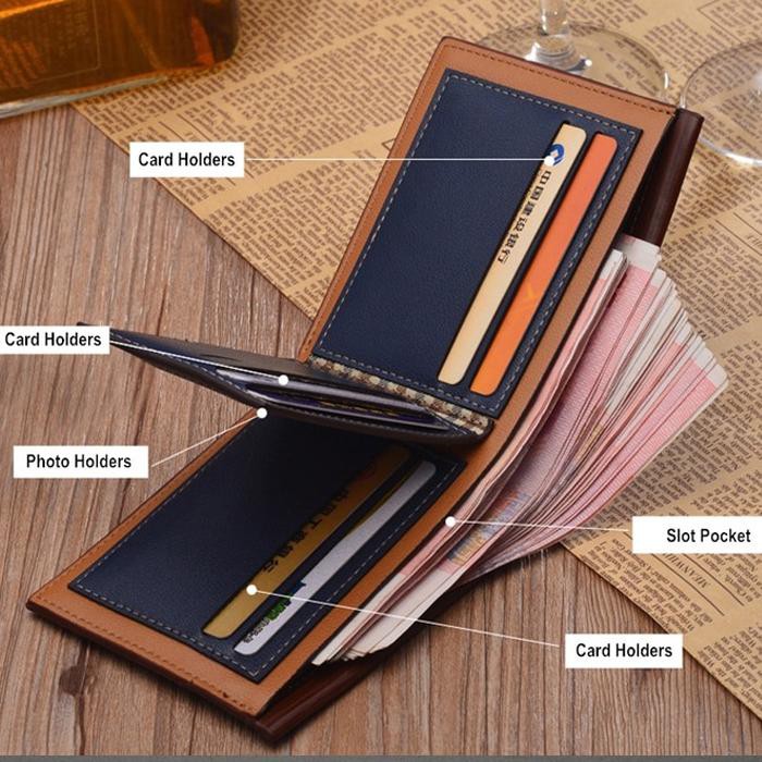 Fuerdanni Dompet Pria Fashion Import Elegan Dompet Kartu Dompet Lipat 6 Slot Kartu