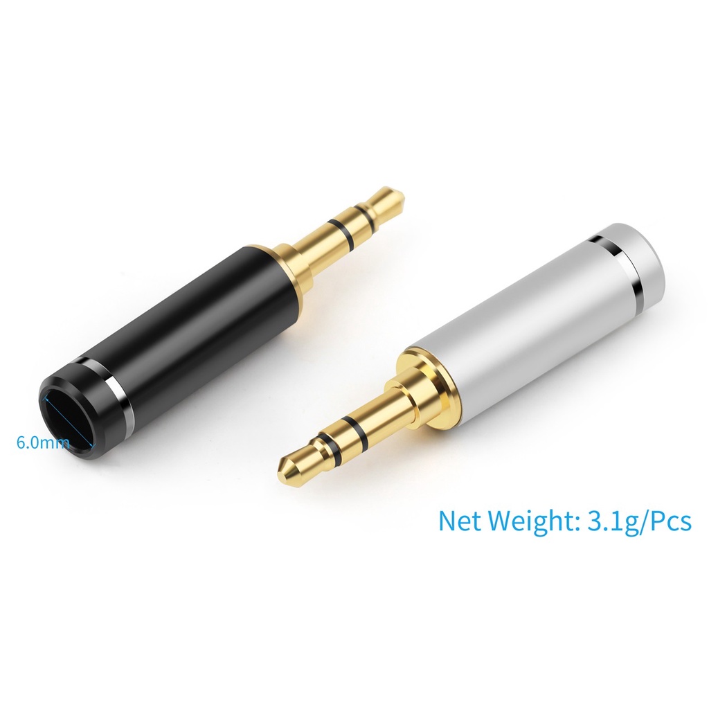 1pcs Jack Audio Stereo 3.5mm 3 Pole 4 Lapis Emas Bahan Tembaga Dengan Adapter Step Metal