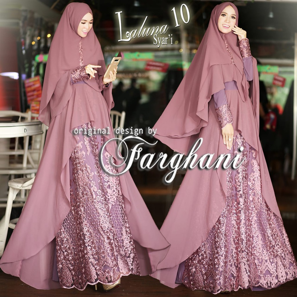 Gamis Syari dan Khimar LALUNA by FARGHANI Original Branded