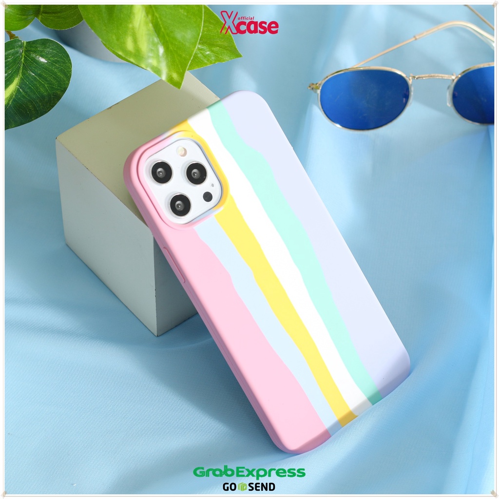 Silicone Full Cover Pink Rainbow Case iPhone 11 X XS XR 8 7 6 12 MINI PRO MAX