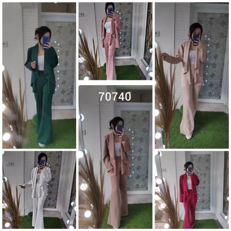 70740 Setelan Blazer Kerja  ( Blazer + Celana Panjang ) setelan kerja scuba titanium