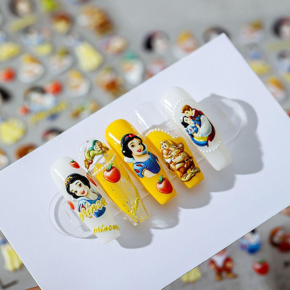 [Elegan] Kartun Stiker Kuku Wanita Lucu Mickey Salju Putih Bunga Perekat Diri Nail Art Dekorasi