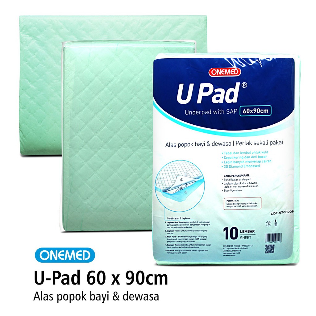 Perlak Underpad U-Pad 60x90cm OneMed pak isi 10 lbr