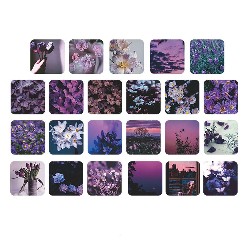 R-flower 46pcs Sticker Album Jurnal Sunset Flower Landscape Film Diary Stiker Kotak