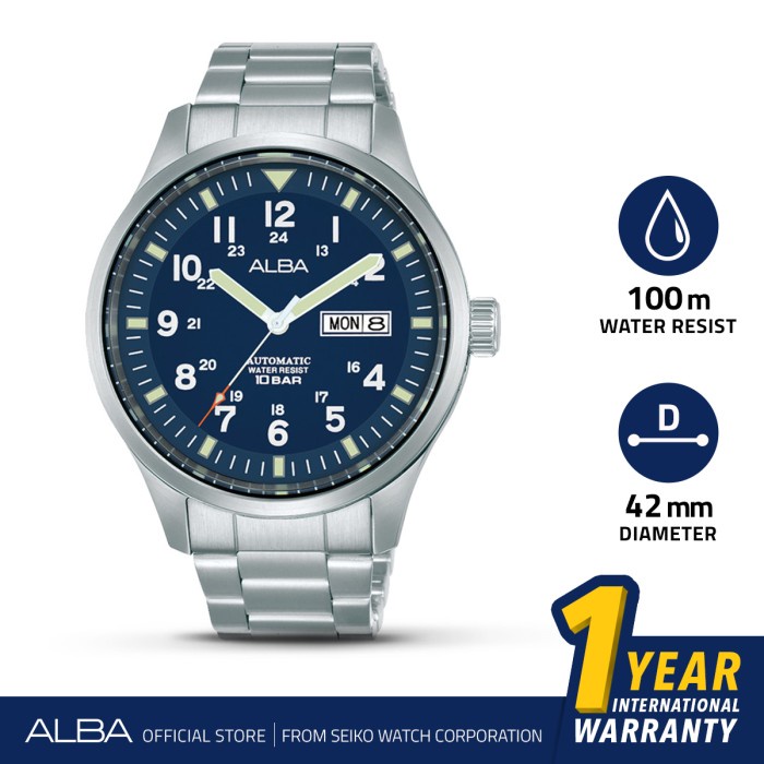 Jam Tangan Pria Alba Automatic Stainless Blue Dial AL4211 Original Fashion Pria