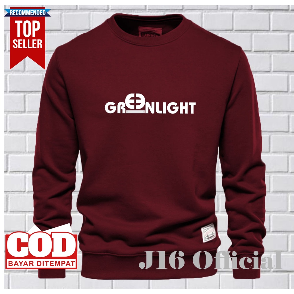 GREENLIGHT CREWNECK Sweater Distro Pria Bahn Fleece Tebal Premium