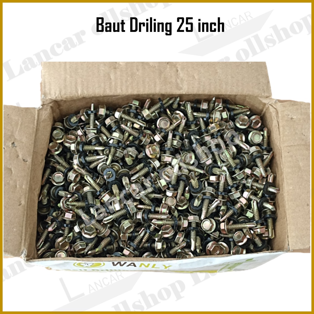 Baut Baja Ringan Roofing Drilling 25 MM Perkotak Isi 900 Pcs