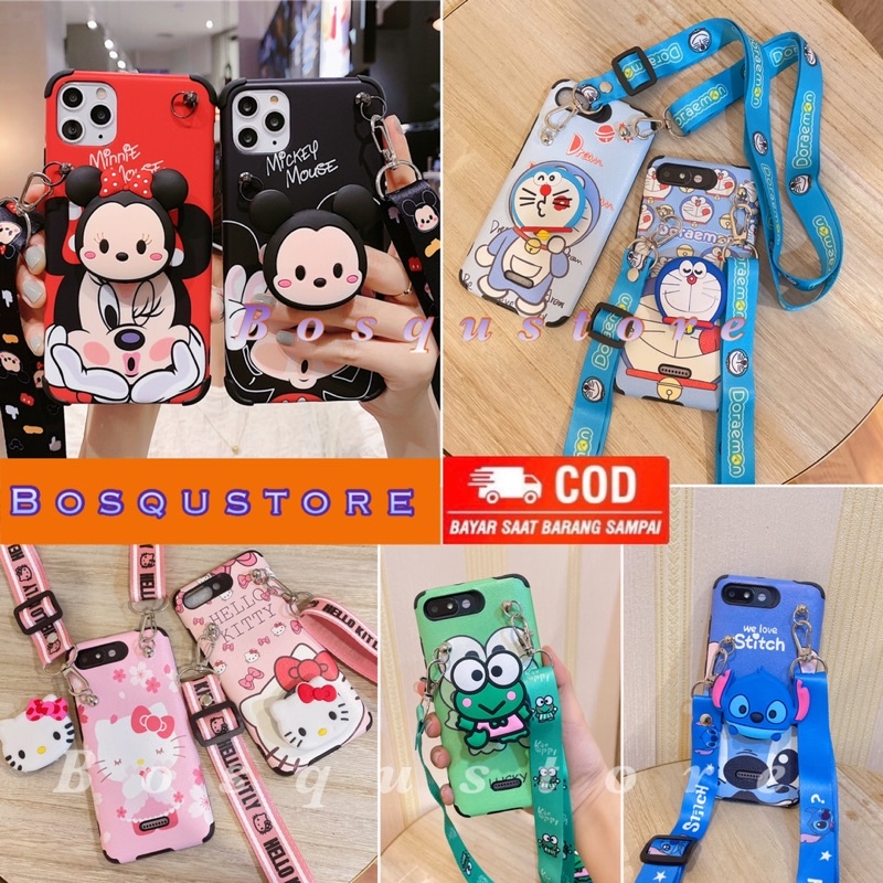 CASING VIVO Y20S G/ Y12S/ Y20/ Y20i/ Y20S/ Y12/ Y15/ Y17/ Y12i/ Y12/ SOFT CASE KARAKTER DISNEYY PLUS GANTUNGAN TALI SELEMPANG DAN POP SOCKET 3D