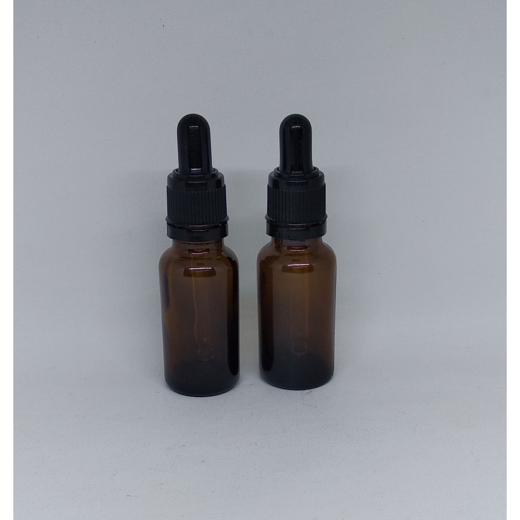  Botol Serum  Kaca Warna Coklat 20 ml Plastik Pipet 