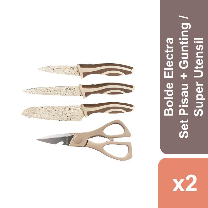 BOLDe Set Pisau + Gunting / Knives + Scissor Set Super Utensil� Electra x 2 Pcs