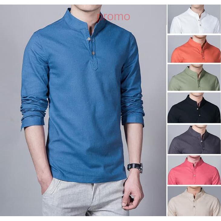 Baju Koko Shaquille. Warna Biru. tersedia Polos. All Club - Orange- S