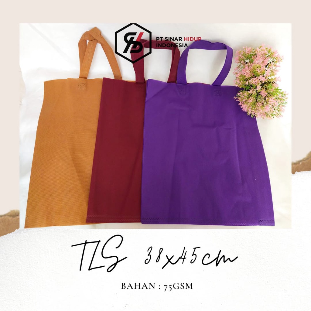 

Goodie Bag Tls 38 x 45 Spunbond Tote Bag Press Tali Sourvenir Weding Hajatan Perlusin ( 12 Pcs )