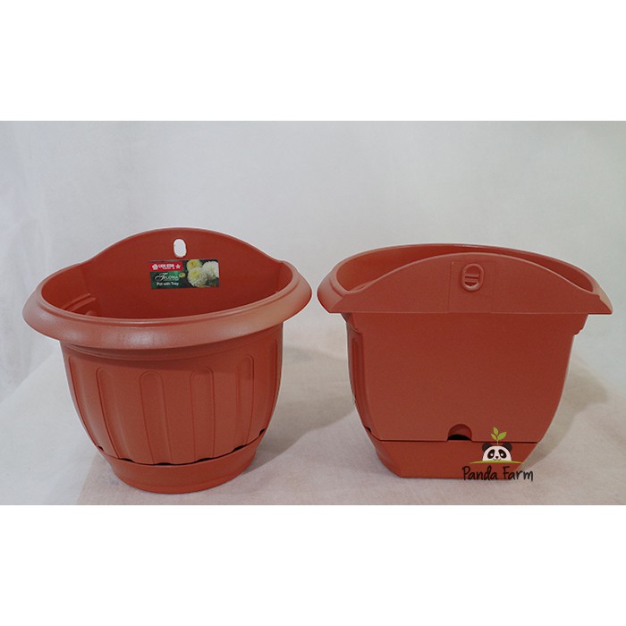 POT Bunga Dinding Tempel Lion Star No 6 Lotus Diameter 19 cm - Coklat