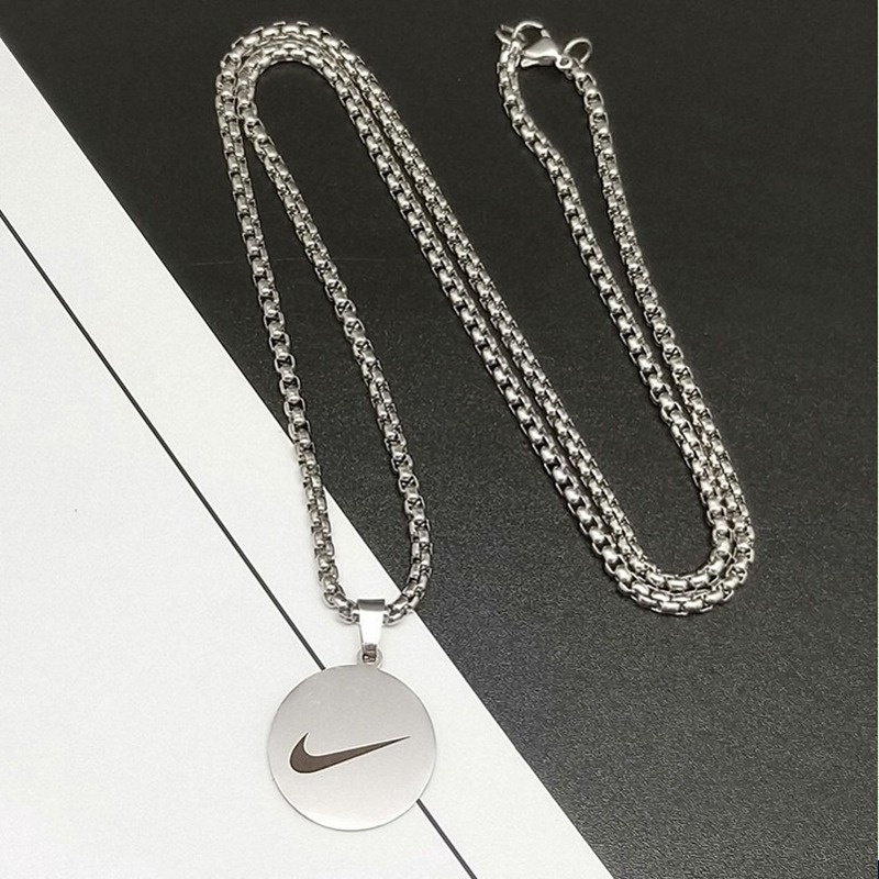 Simple original bungee hip hop cool Harajuku male and female couples tick round card pendant necklace 210818