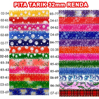  Pita  SERUT Renda 32mm Tarik Pull Flower RIbbon Bow Lace 