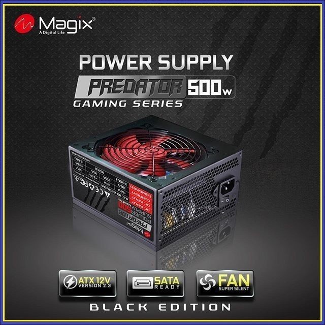 PSU / Power Supply Magix Predator Gaming Series 500 Watt (Non Kabel Power)