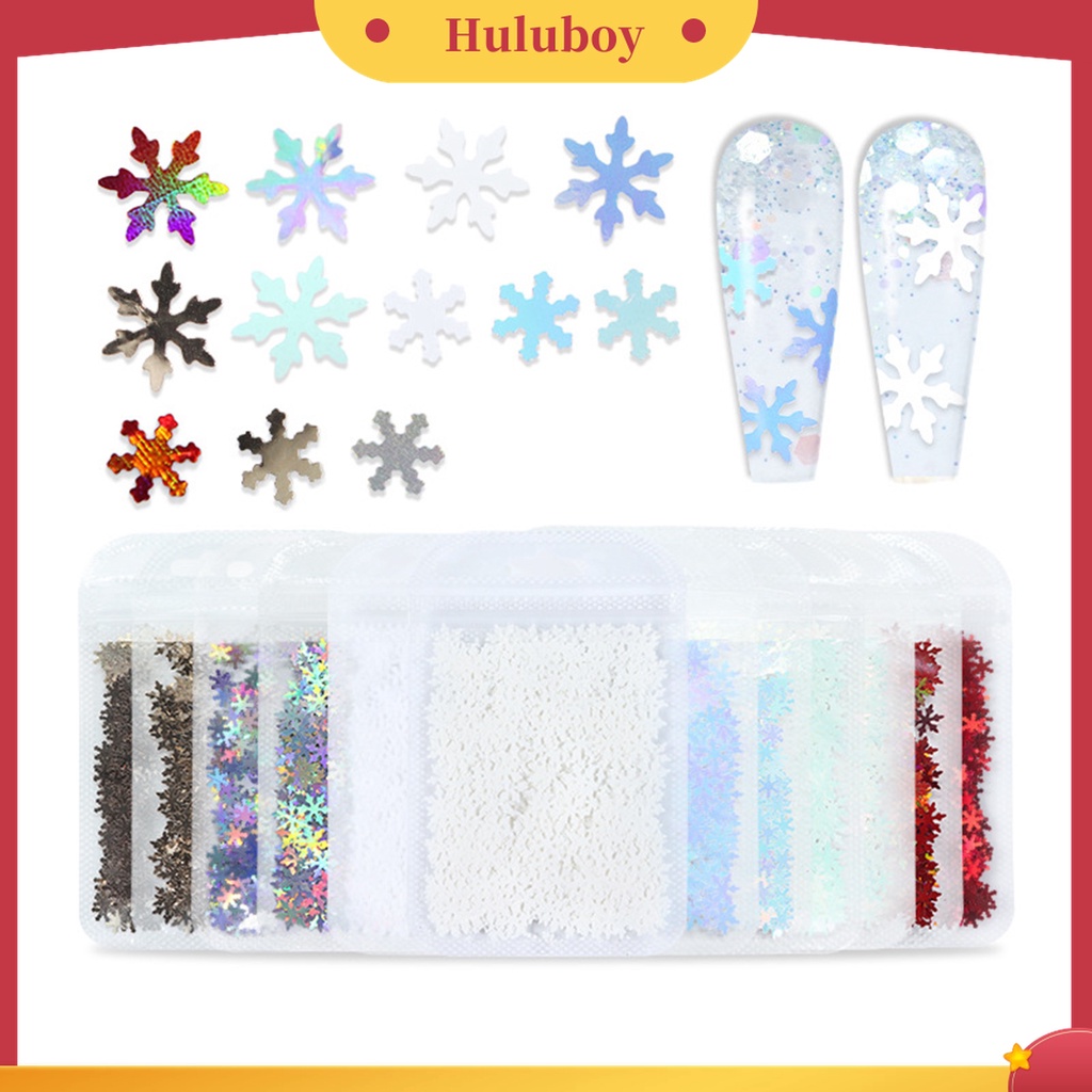 Huluboy Huluboy♡ 1 Kantong Payet Kepingan Salju Natal Untuk Dekorasi Nail Art