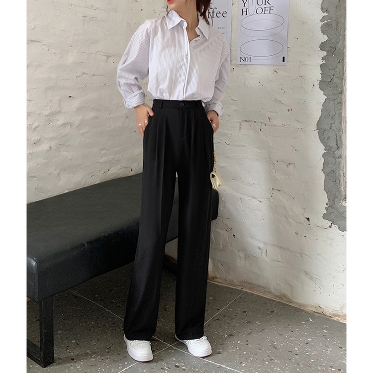 XIAOZHAINV Celana Wanita Korean Style High Waist Loose Pants 1002