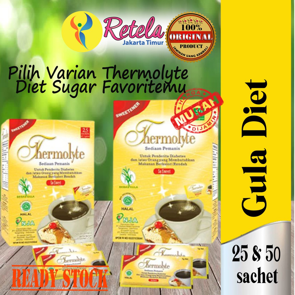 

Thermolyte Diet Sugar 25'S & 50`S @ 1Gr\Pemanis Diet\Pengganti Gula\Gula Diet
