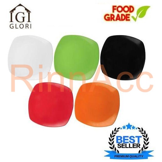 Piring Melamin Tebal / Piring Kotak Ceper 9 inch Melamin IFI 2490 By Glori Melamine / Piring Makan Segi Golden / Piring Saji