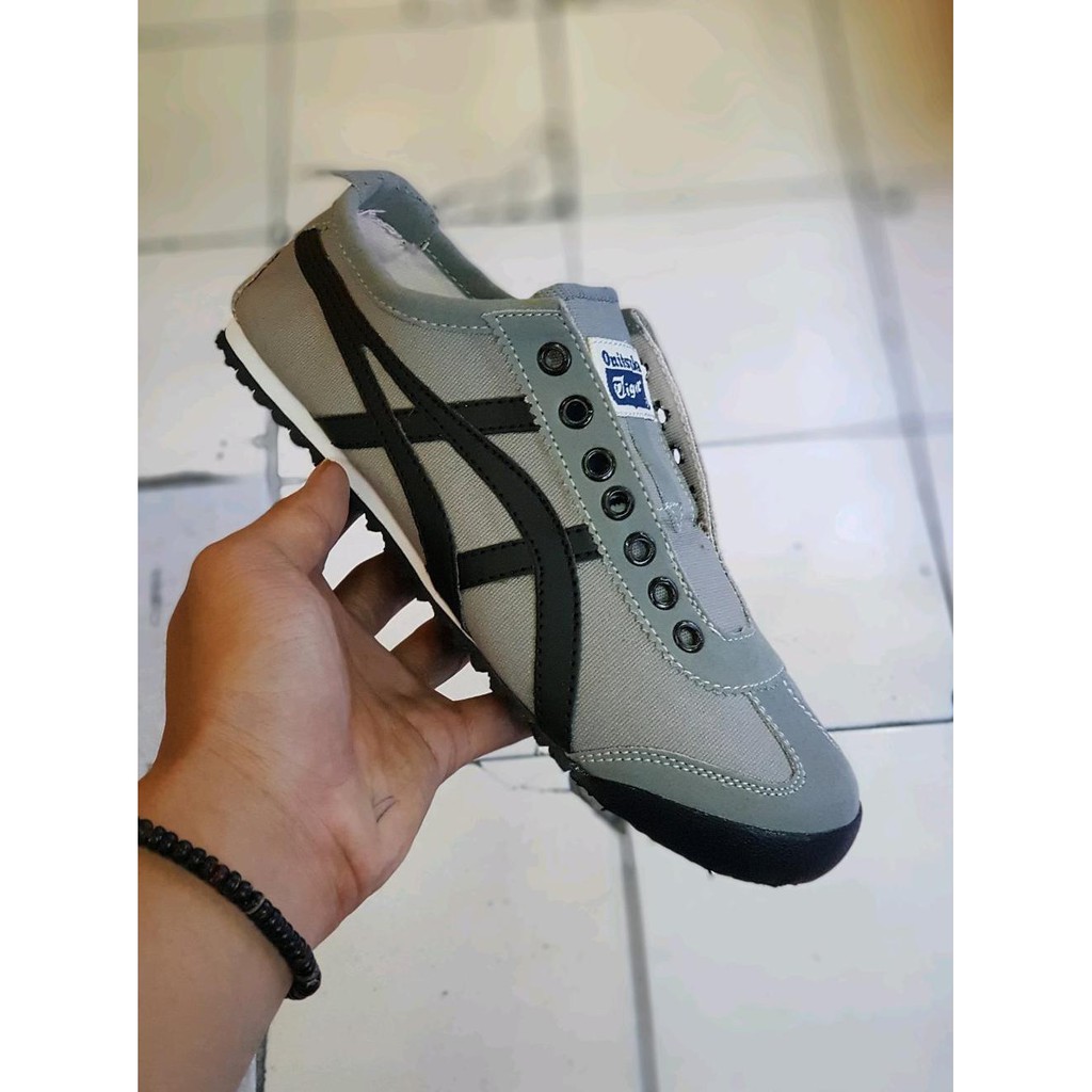 Sepatu Asics Onitsuka Tiger Slip On Wanita Abu Hitam 36-40 .Emiliyy11.Olshop
