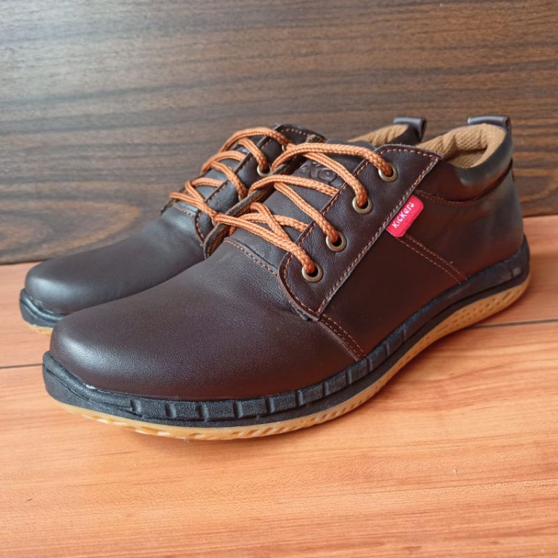 Kickers Sepatu Casual Kasual Sneakers Pria Bahan Kulit Asli Kekinian Murah