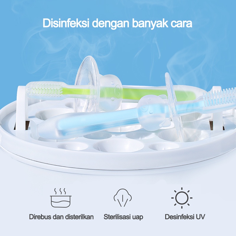 Teether sikat gigi silikon training dengan pelindung anti sedak untuk bayii/ C 58