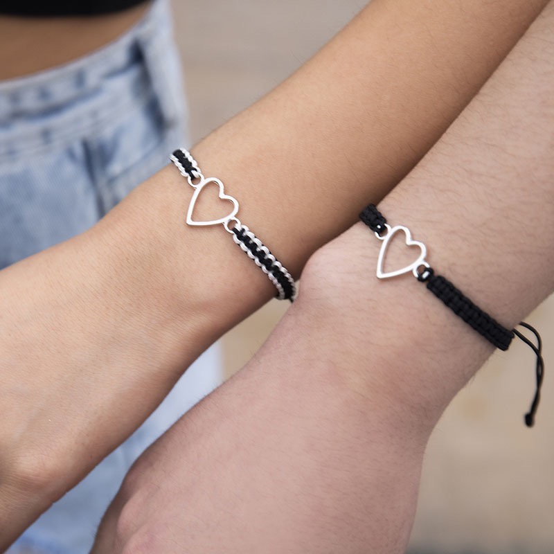 YEEZII 2pcs / Set Gelang Tangan Pasangan / Pria / Wanita Desain Hati Hollow