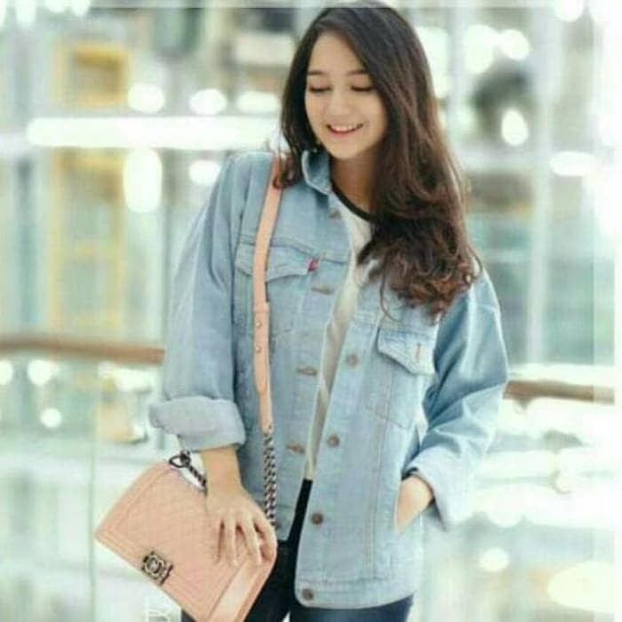 Grosir Jaket Jeans Wanita Ovesize Biru Pudar Premium Quality