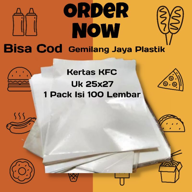 Kertas Nasi KFC/MCD/Burger/Kebab Isi 100 Lembar Per Dus