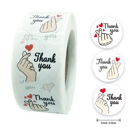 Paper Tags - 1&quot; White Round &quot;Thank You&quot; Love Sign Sticker (10 pcs)