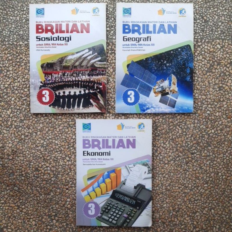 buku Brilian Sosiologi.Geografi. Ekonomi.Sejarah sma kelas 10.11.12 revisi kurikulum 13.Bekas