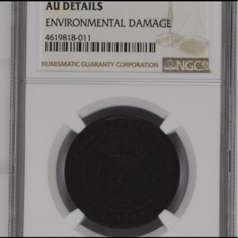 NGC AU DETAIL 2,5 cent 1856 Netherland Indies koin tembaga benggol