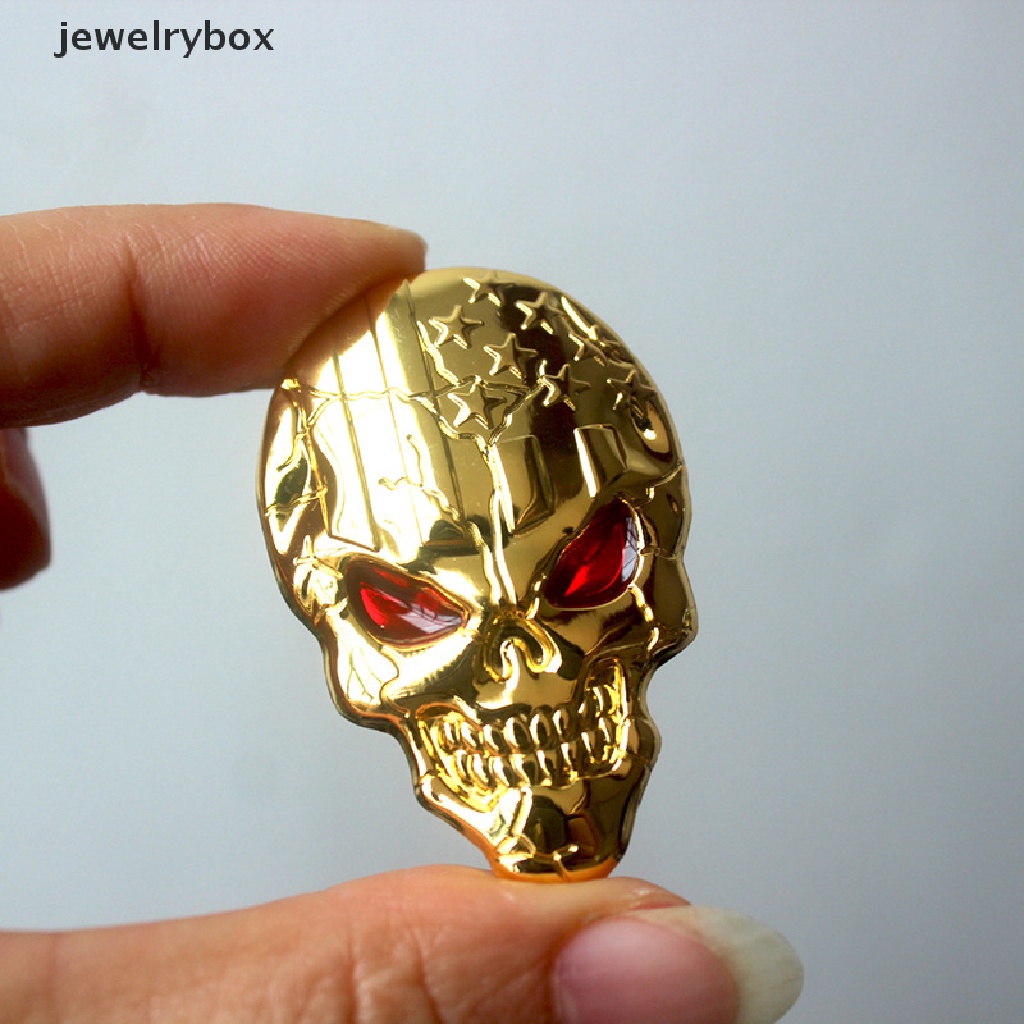 (Box) Stiker Emblem / Badge 3d Motif Tengkorak Bahan Metal Untuk Fender Samping Mobil